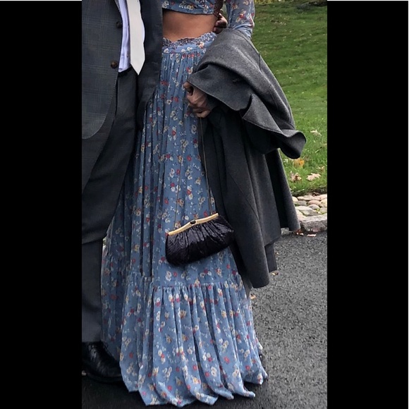 Lehenga grey blue top and bottom hand sewn sequías - Picture 6 of 8